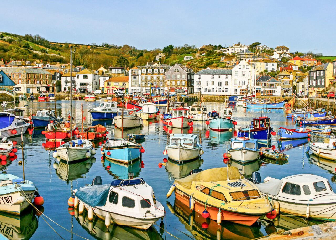 Fishing boats in the harbor in Mevagissey