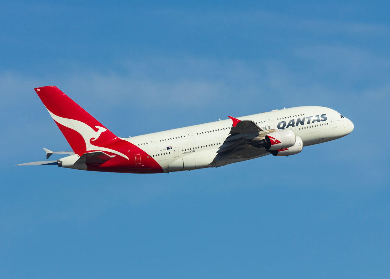 Qantas aircraft in the sky